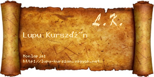 Lupu Kurszán névjegykártya